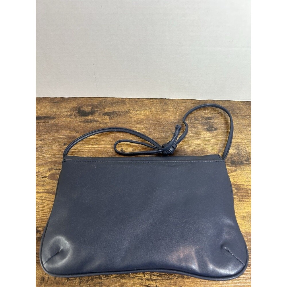 Vintage Navy Blue Shoulder Bag Clutch Purse Korea Snap Closure Retro Handbag Mod - Picture 11 of 14
